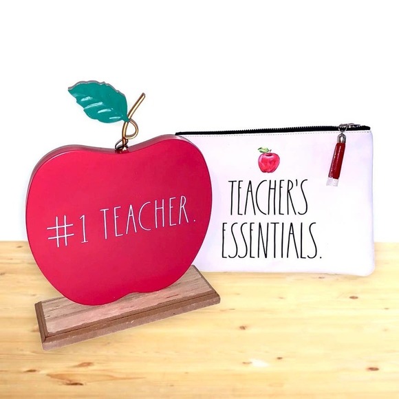 Rae Dunn Teacher Gifts Apple Sign and Large Pouch - Picture 1 of 3